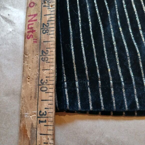 Forever 21 Two Piece Set Crop Top Wide Leg Pants 1X/2X Black Velvet Gold Stripe - Picture 14 of 16